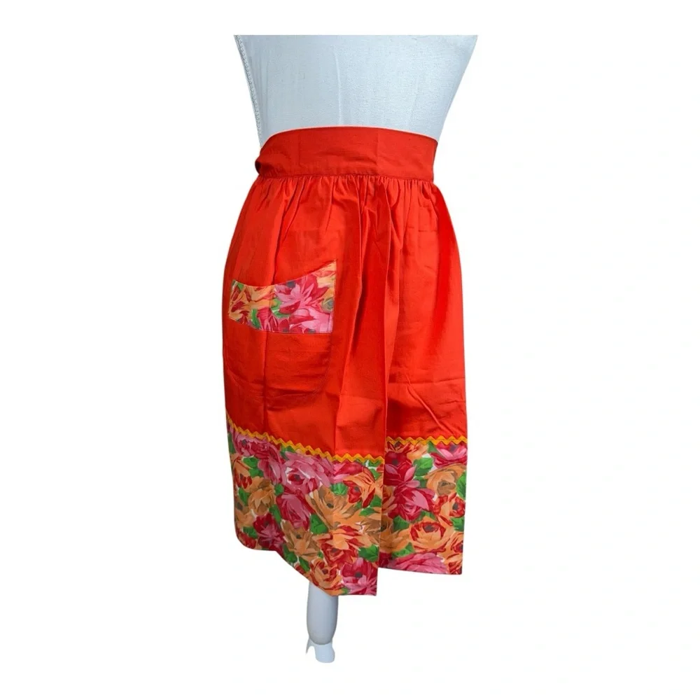 Vibrant‎ Red Floral Apron